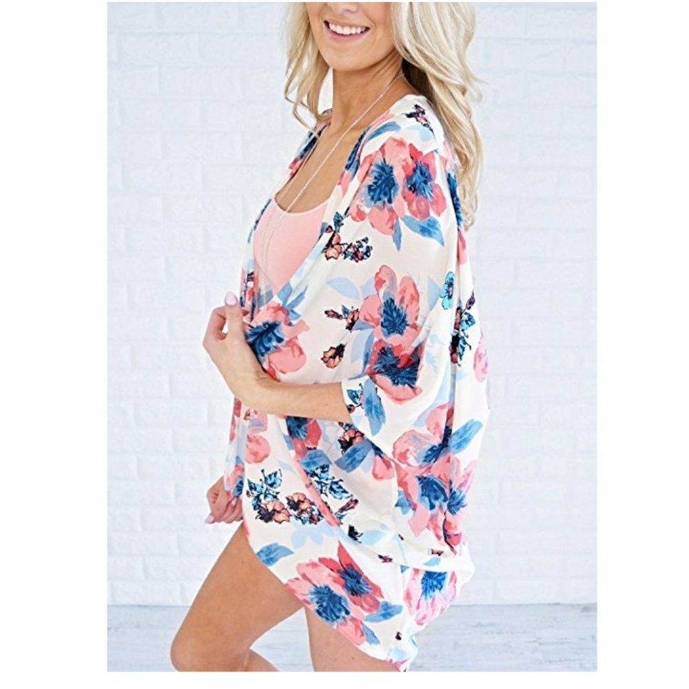 Floral summer cardigan swimsuit cover up